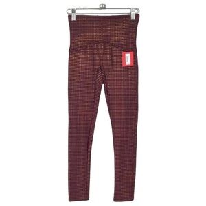 SPANX Active 7/8 Leggings in Wine/Rose Gold Size XS Metallic